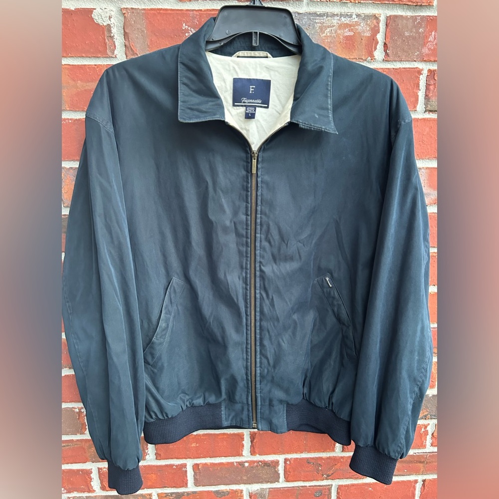 Vintage Falconnable Men’s Full Zip Navy Blue Large Bomber Jacket  A-4